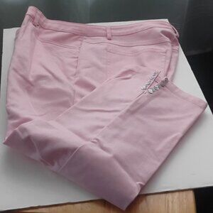Ruby Rd. Women's Stretch Pink Size 12p Embellished Ankle Capri Jeans